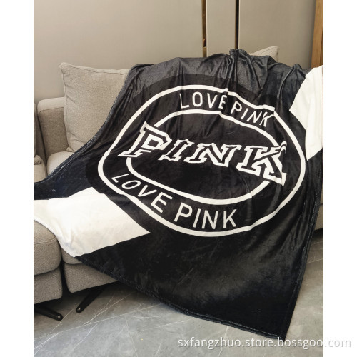 MOQ 50 soft flannel fleece love pink luxury designer logo name sublimated print custom blanket